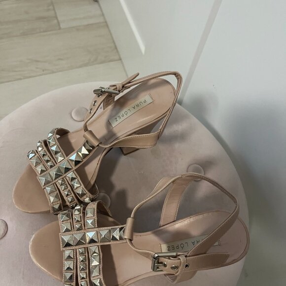 Pura Lopez Studded Block Heels Size 35 - Picture 5 of 9
